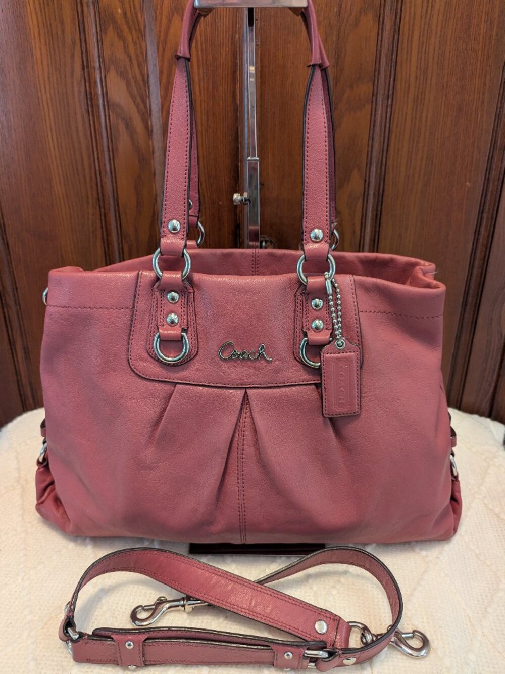 Coach Ashley F15513 Shoulder Bag – Dark Rose Pink
